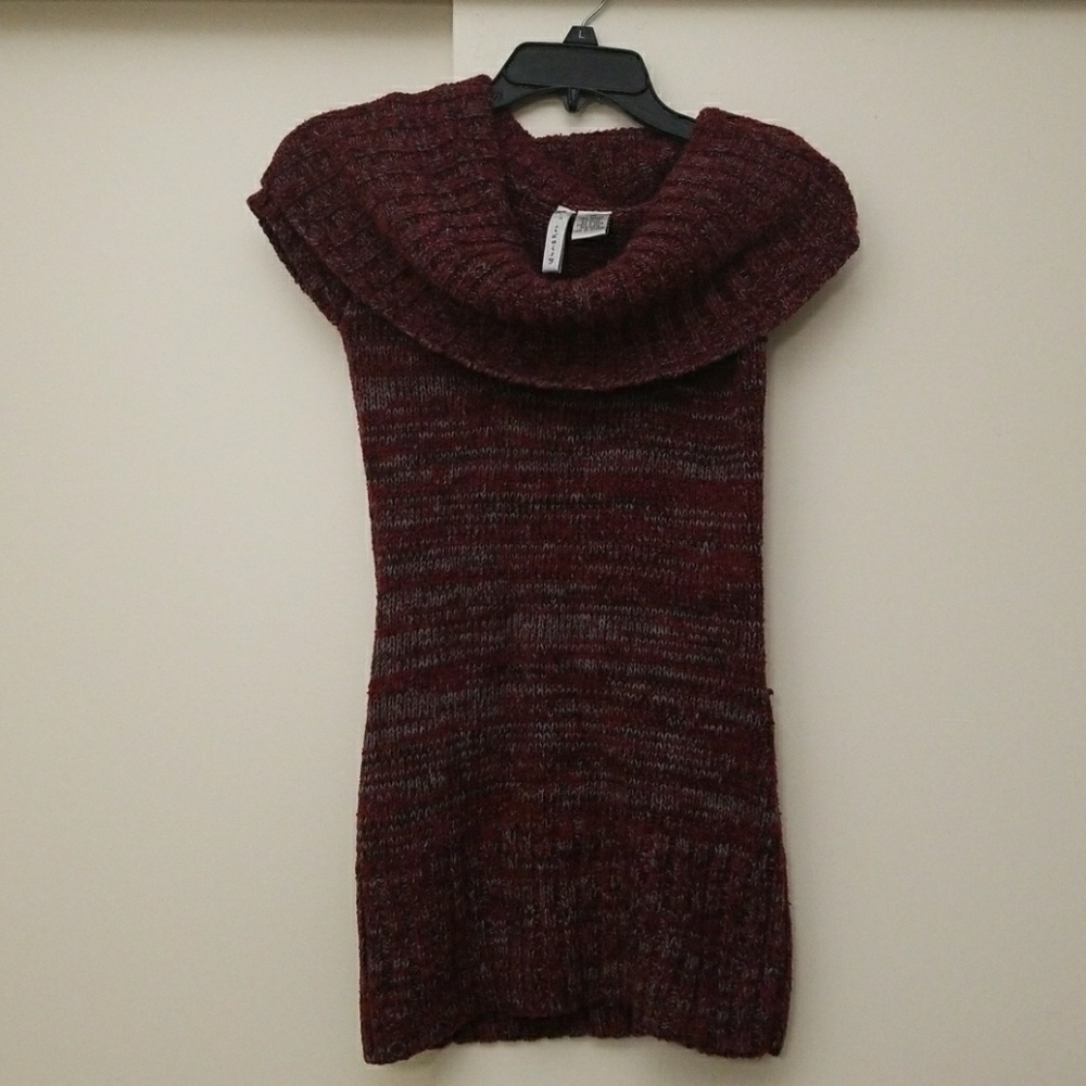 Short Sleeve Cowl Neck Sweater Dress
